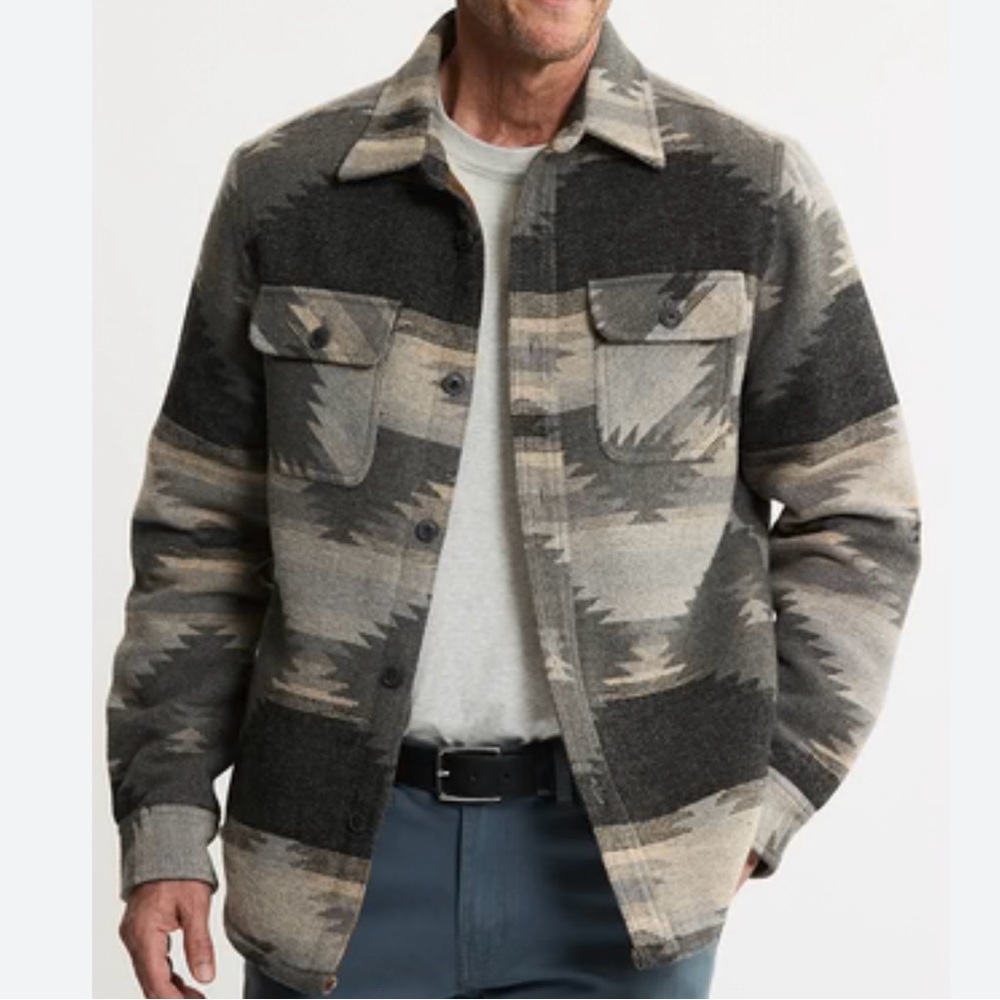 JACHS  M LARGE Southwestern Wool Coat Blend Sherpa Jacket Shacket‎ Aztec Navajo